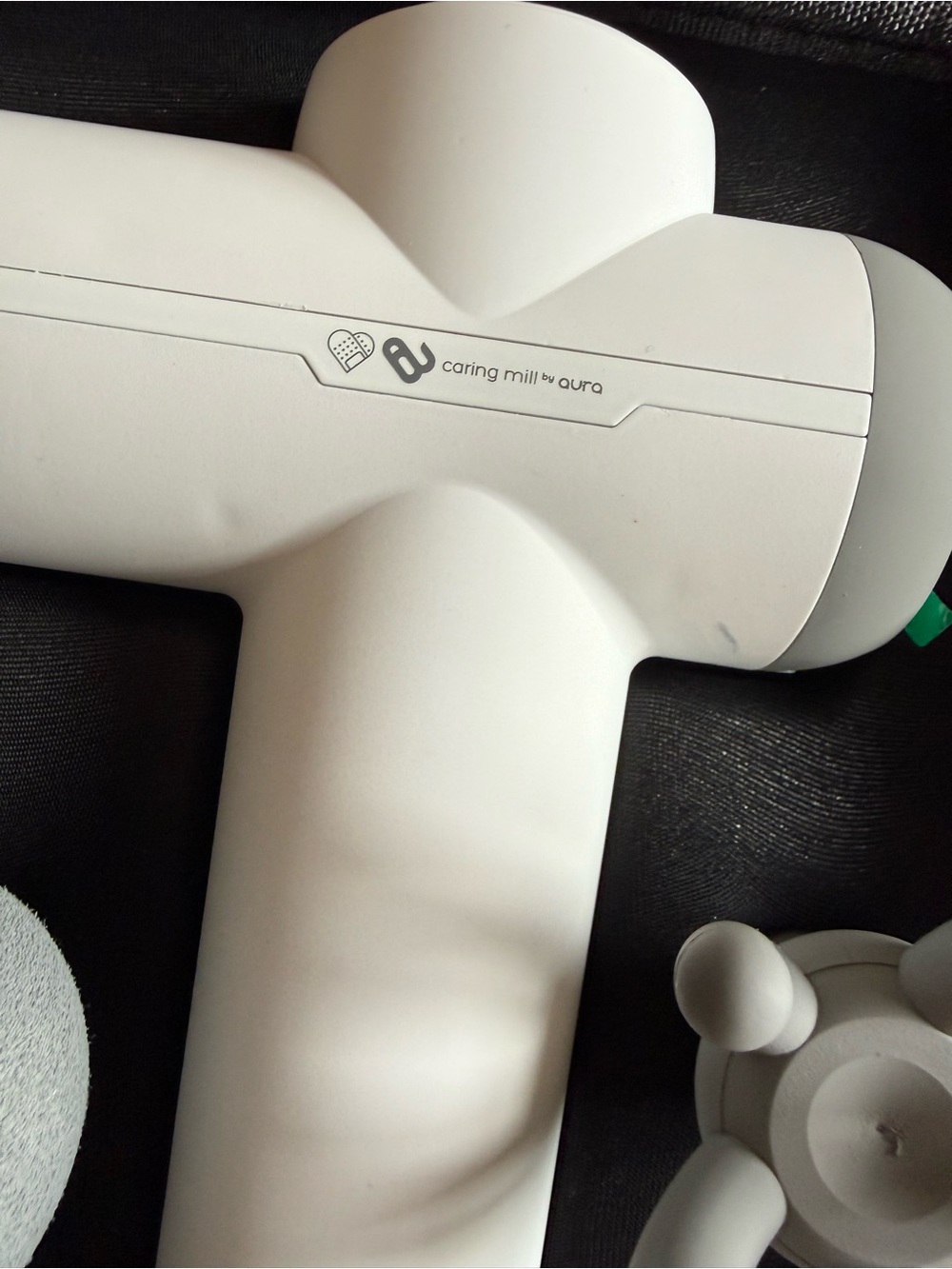 Aura White Percussion Massage Gun with Multiple Attachment Heads